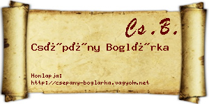 Csépány Boglárka névjegykártya